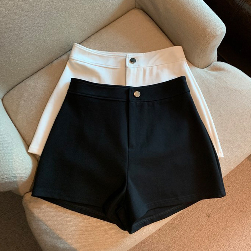 胖mm下半身失踪西装短裤女春季新款高腰显瘦a字紧身弹力辣妹热裤
