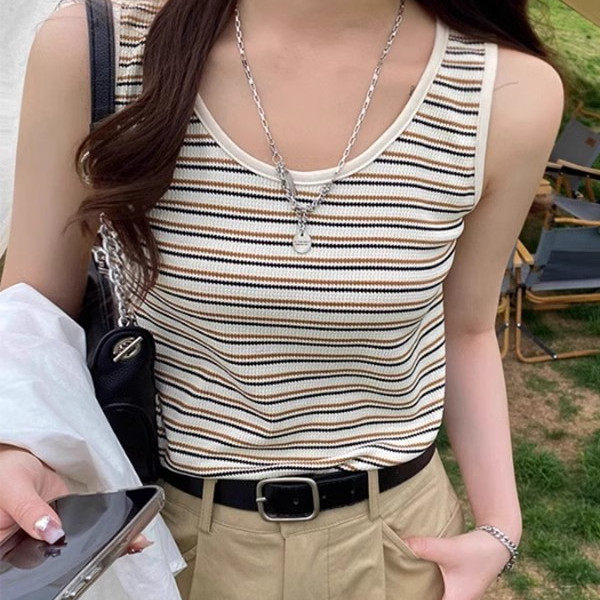 泓茚出彩条纹吊带背心女内搭2025新款夏季外穿遮副乳打底短款上衣