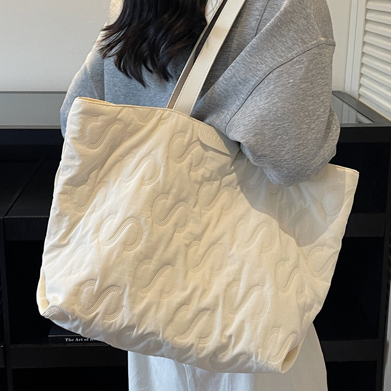 休闲大容量棉服托特包女式2026新款韩版简约百搭通勤包腋下单肩包