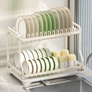 厨房置物架纳碟收碗架沥水u架家用台面碗柜功筷盒多碗能放碗盘架