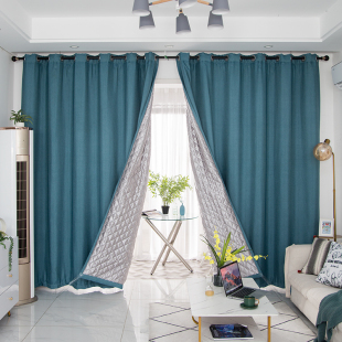 隔音窗帘卧室遮光2降马3新款 客厅阳台2路0噪遮X阳布防晒环保