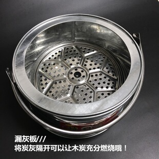 加厚木碳烤火盆搬提小炭盆烧烤盆取暖炉J架家用户外炭烤手家火炉