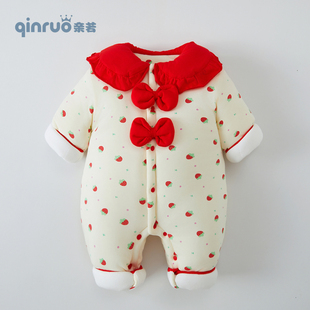 加厚连体衣婴儿冬季连体棉衣宝宝棉袄新生儿冬天棉服女公主棉衣