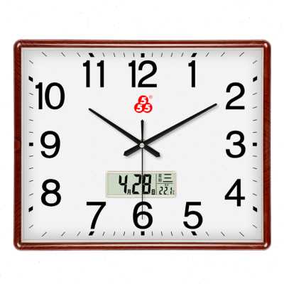 上海三五牌钟表555客厅卧室简约石英钟现代时尚静音壁挂钟表长方