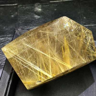 ZX天然水晶金发晶原石钛晶花黄发晶原矿打磨随形家居客厅玄关摆件