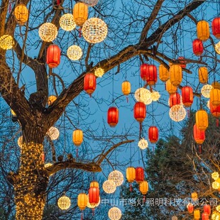 新年红灯笼户外led藤球挂树羊皮灯节日装饰灯工程亮化街道氛围灯