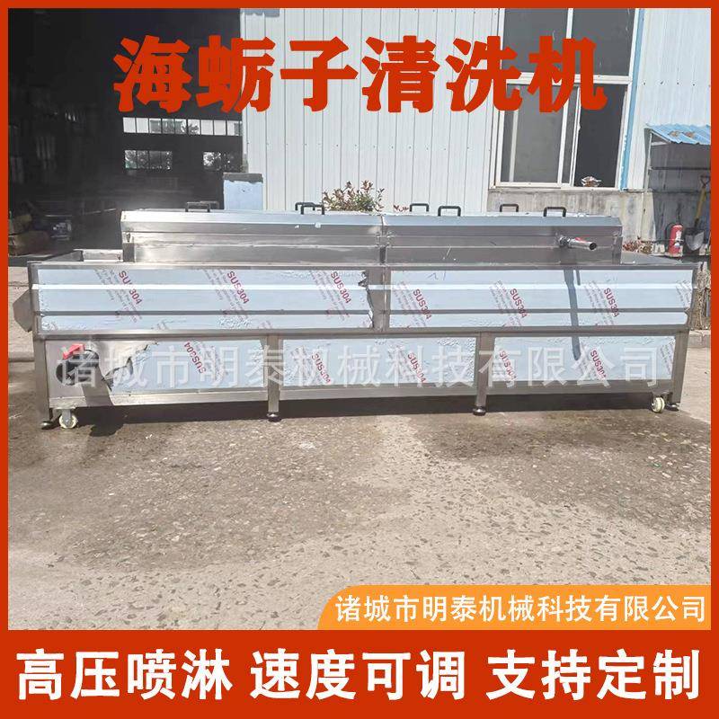 清洗海蛎子设备 百香果柑橘洗果机 扇贝海虹大型平行毛辊清洗机