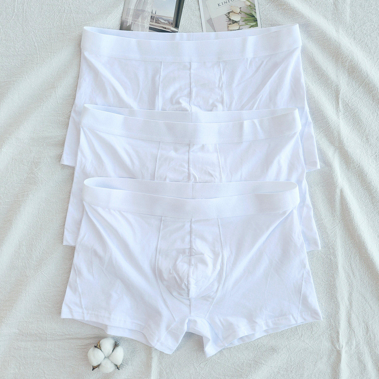 日本MUJU良品男士内裤男款纯棉白色高档大码舒适透气全棉浅色纯白