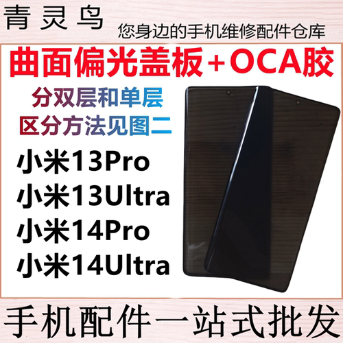 适用小米13Pro/13Ultra/14Pro/14Ultra 曲面屏带OCA偏光盖板外屏