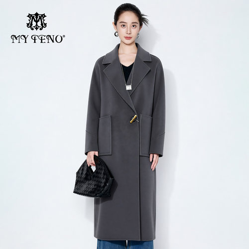 马天奴长款羊毛混羊绒呢大衣