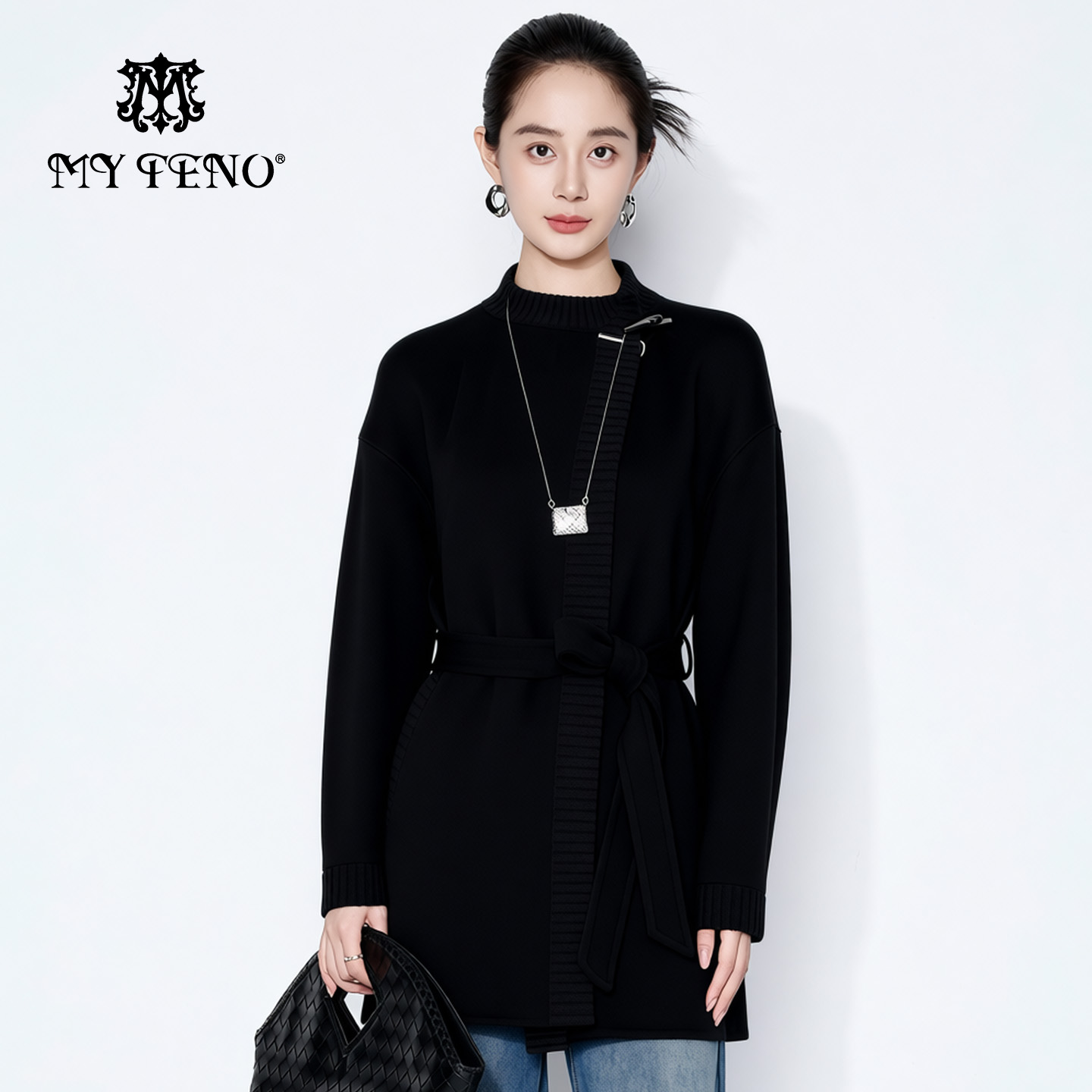 马天奴收腰羊毛混羊绒呢大衣