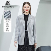 西装 专柜正品 马天奴秋冬秋冬黑色条纹戗驳领时尚 流行西服外套
