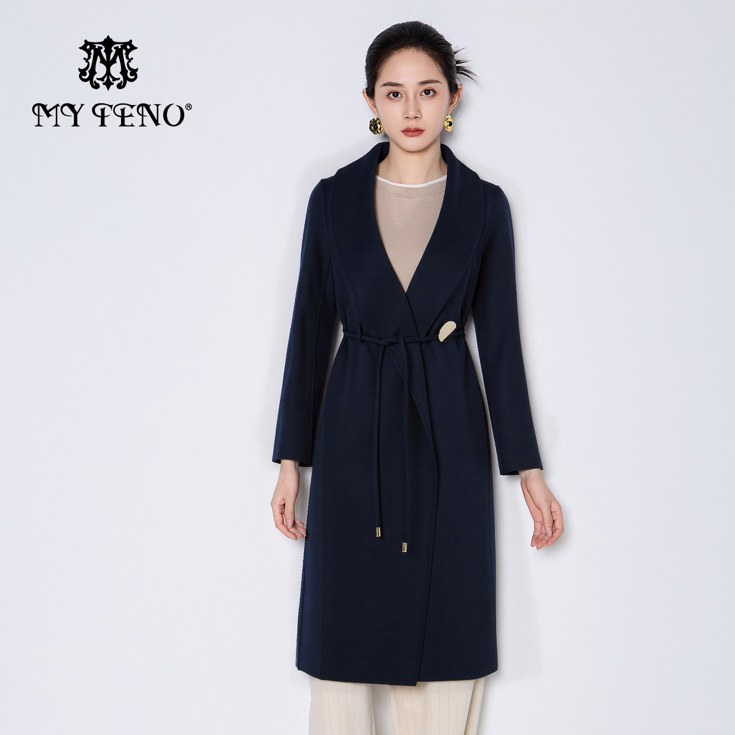 马天奴2025冬季新款翻领长款绵羊毛呢大衣外套系带收腰时尚保暖女,女装/女士精品,毛呢外套,淘宝优惠券,粉丝福利购,淘宝优惠卷