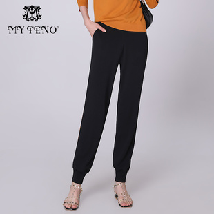 松紧腰卫裤 束脚休闲裤 长裤 时尚 子 马天奴秋冬新款 裤 黑色直筒针织裤