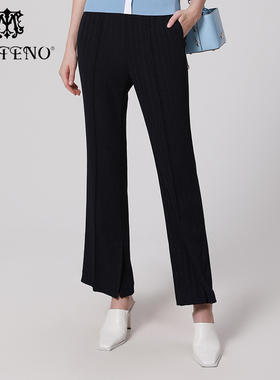 专柜正品马天奴女闪葱修身喇叭裤长裤子秋冬时尚MRS714PNX0