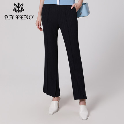 专柜正品马天奴女闪葱修身喇叭裤长裤子秋冬时尚MRS714PNX0