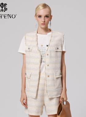 专柜正品马天奴夏季V领小香风马甲韩系外套时尚女MRS550JKH0