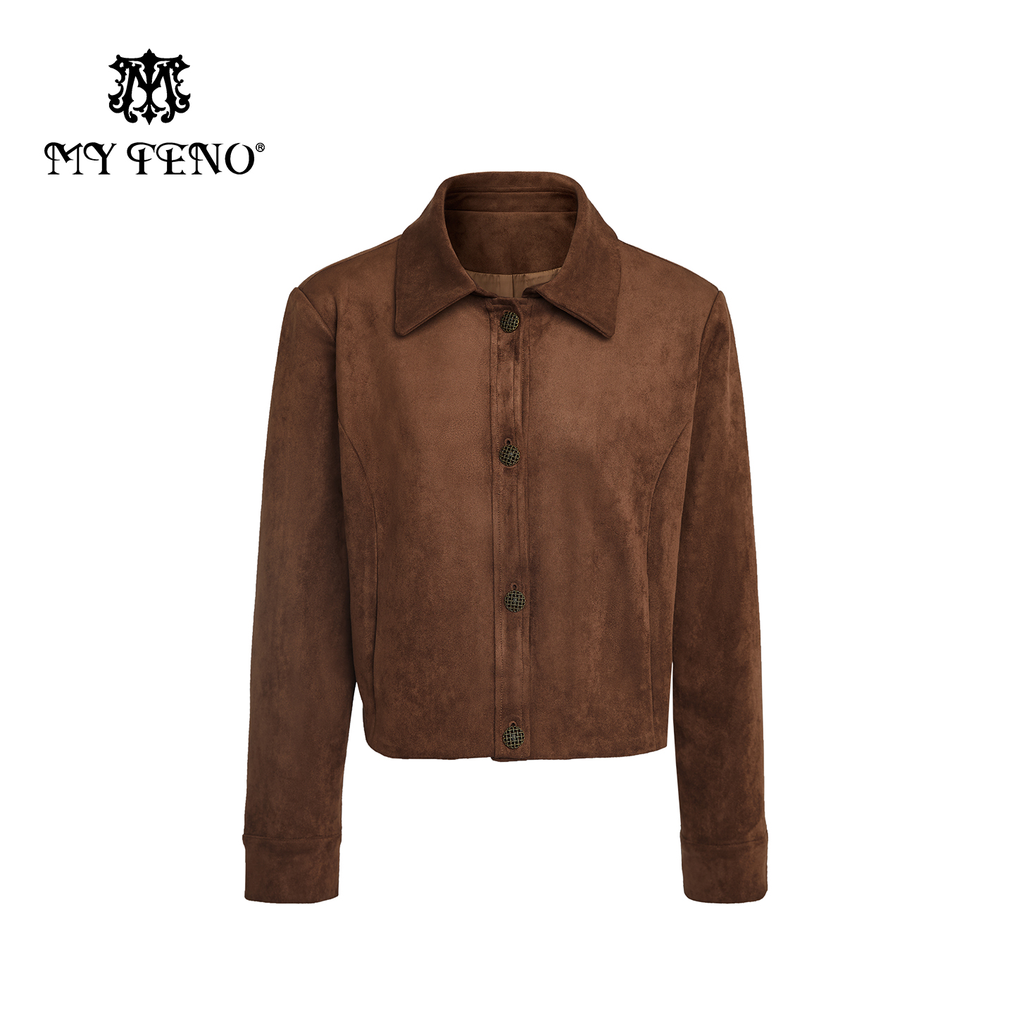 马天奴咖色短款麂皮绒夹克外套