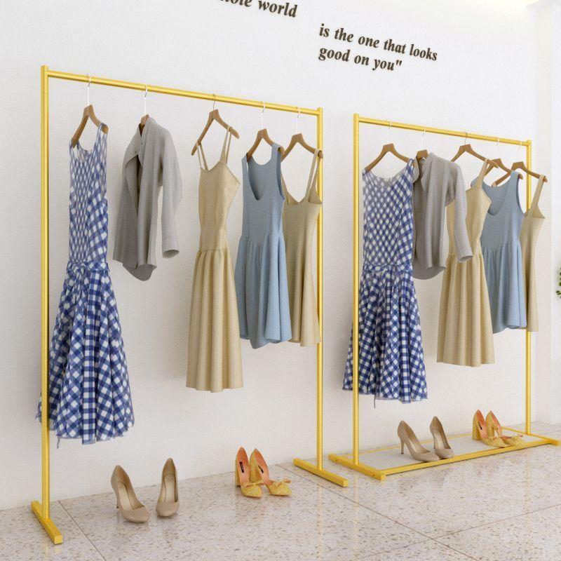 铁艺服装店展示架女装衣服中岛家用晾衣架落地衣帽架童装货架金色
