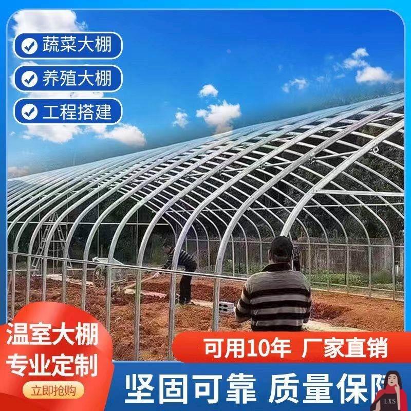 全套大棚骨架钢管种植半坡暖棚连栋体大棚玻璃温室椭圆管养殖厂家
