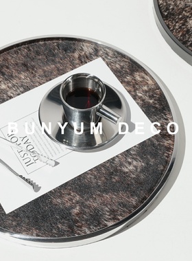 高端圆形金属托盘收纳摆件置物盘