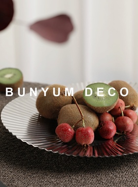 北欧风创意不锈钢圆形水果盘托盘