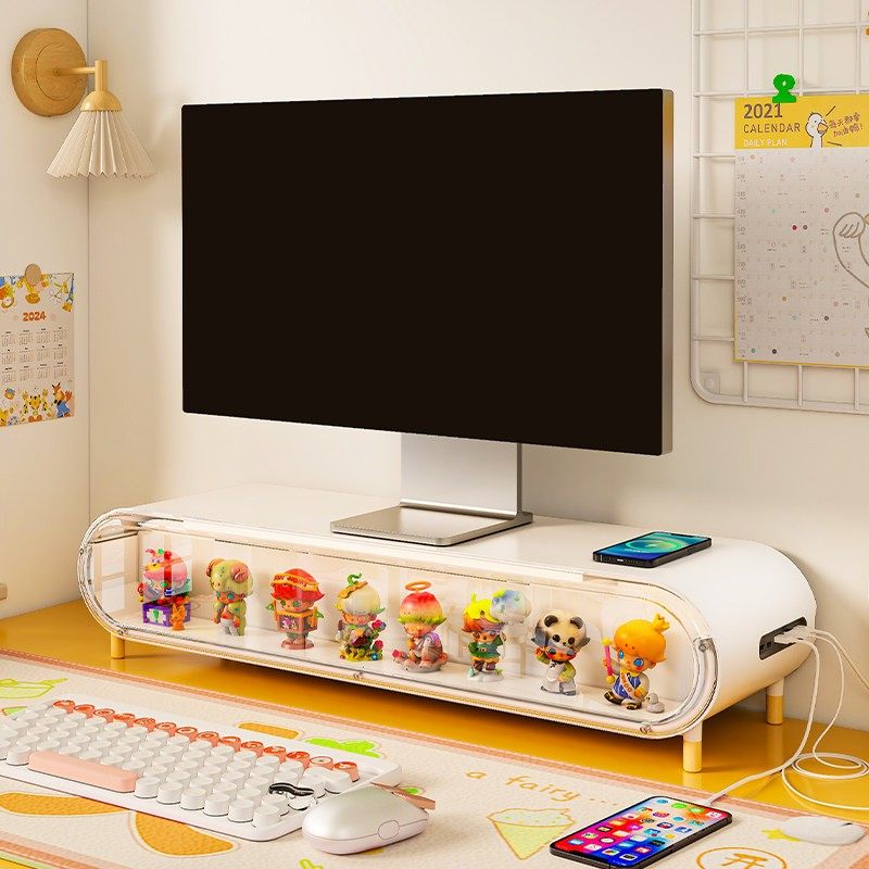 电脑显示器增高架置物办公盲盒收纳无线充电带灯工位桌面改造神器,住宅家具,搁板/置物架/家用陈列架,淘宝优惠券,粉丝福利购,淘宝优惠卷
