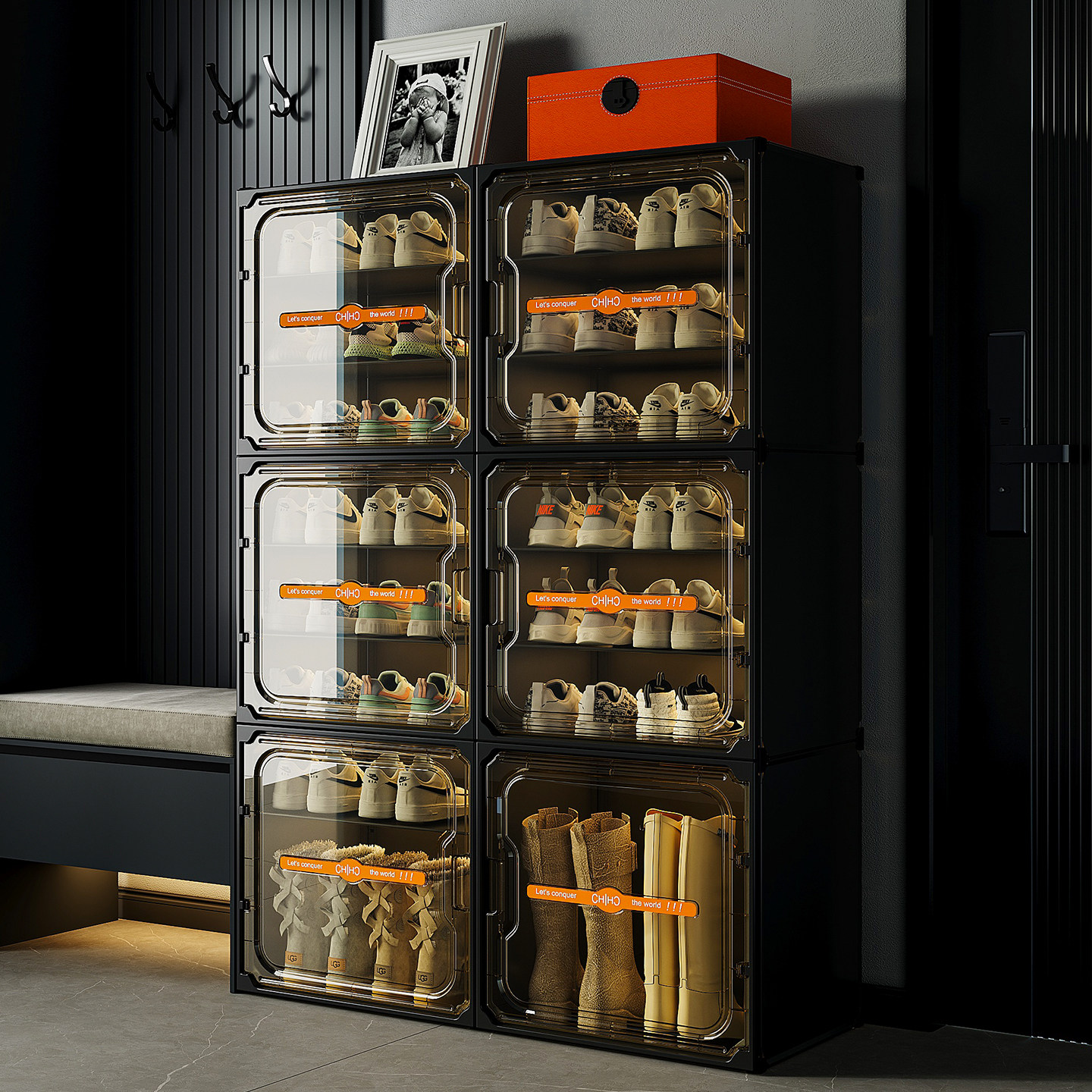 鞋盒收纳盒透明鞋子收纳神器塑料收纳柜鞋柜家用门口一体靠墙鞋架,收纳整理,鞋盒,淘宝优惠券,粉丝福利购,淘宝优惠卷