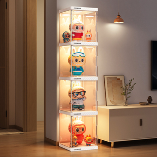 labubu手办展示盒泡泡玛特盲盒玩偶挂件适用乐高模型收纳架展示柜