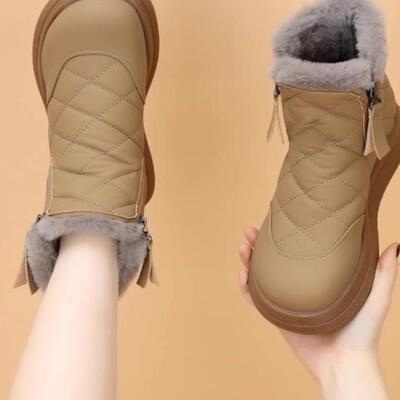 真皮保暖雪地靴女2025冬季加绒