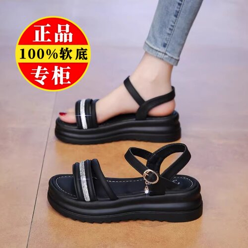 真皮厚底罗马凉鞋女2025夏沙滩鞋
