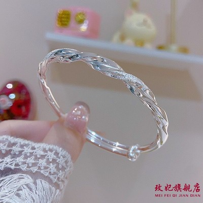 扭纹纯银手镯女个性小众气质网红