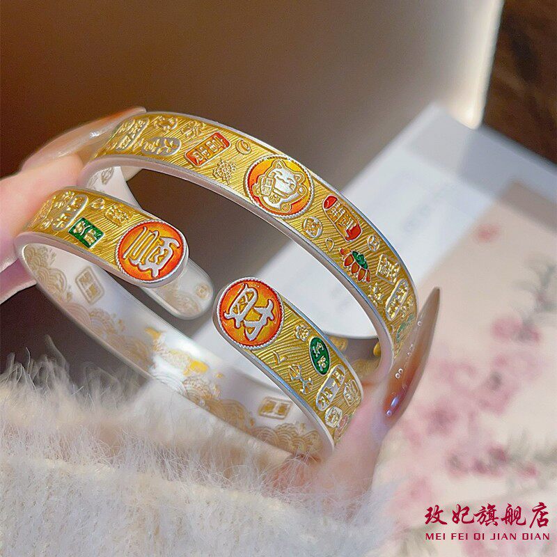 招财猫吉言纯银手镯女简约百搭