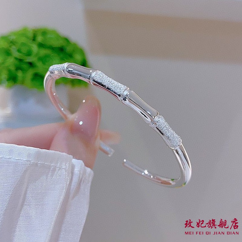 扭纹竹节纯银手镯女个性时尚气质
