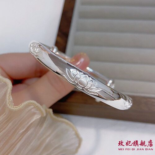 莲花纯银手镯女个性时尚年轻款