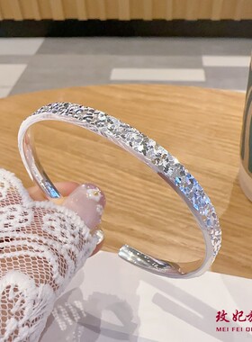 碎冰冰开口纯银手镯女轻奢高级感