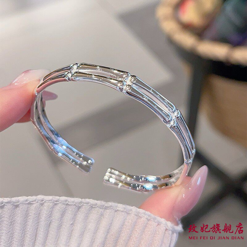 竹节祥云纯银手镯女简约百搭时尚