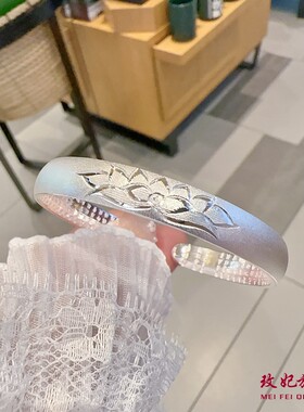 莲花开口纯银手镯女简约时尚百搭