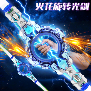 火花火旋光剑双刃伸缩玩具激光宝剑男孩的生日礼物儿童旋转刀男童