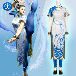 套装 旗袍女款 cosplay服装 漫路云霄街头霸王6春丽同款