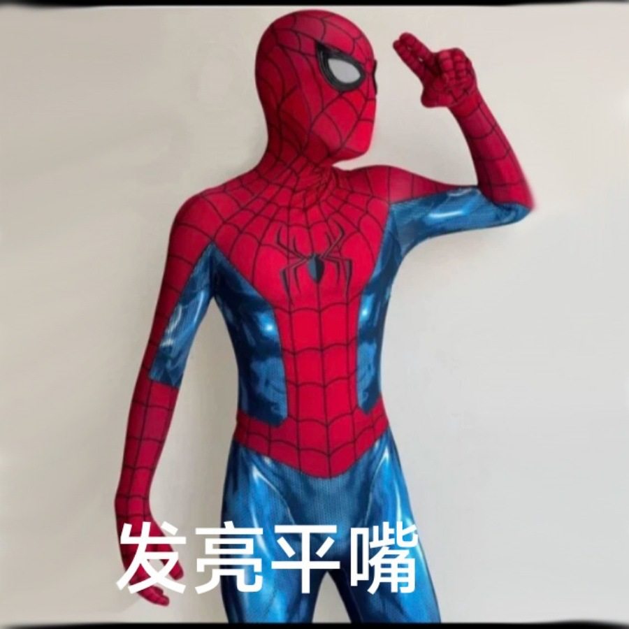 蜘蛛侠英雄无归新红蓝战Cosplay全包连体紧身衣氨纶弹力数码印花