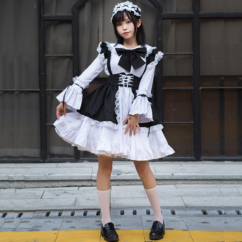 女仆装cosplay餐厅咖啡厅工作服长裙黑白女佣装聚会派对