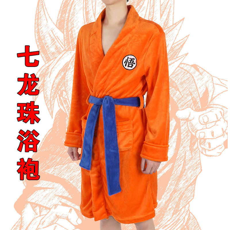 动漫七龙珠cosplay衣服睡袍孙悟空法莱绒浴袍欧码悟空角色扮演cos
