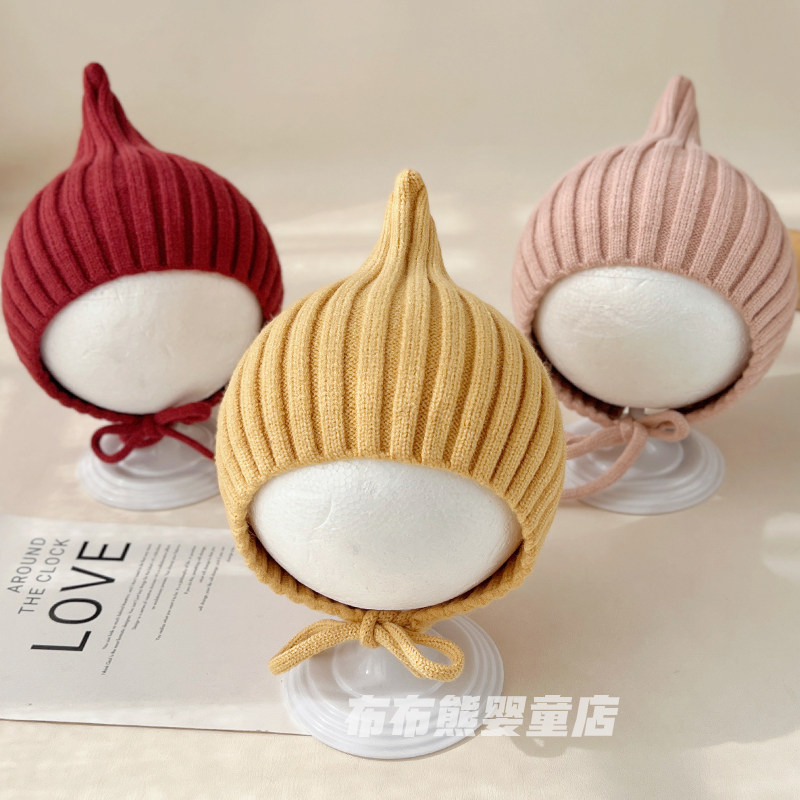 婴儿帽子秋冬可爱超萌护耳帽男女宝宝冬天保暖针织帽小月龄毛线帽
