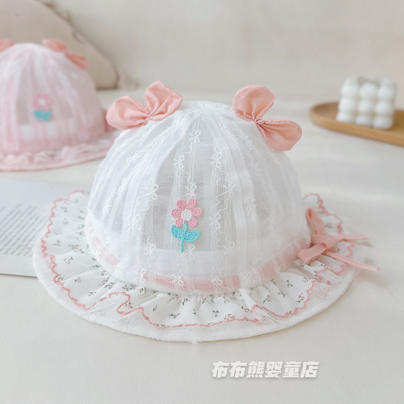夏季宝宝网纱防晒遮阳渔夫帽