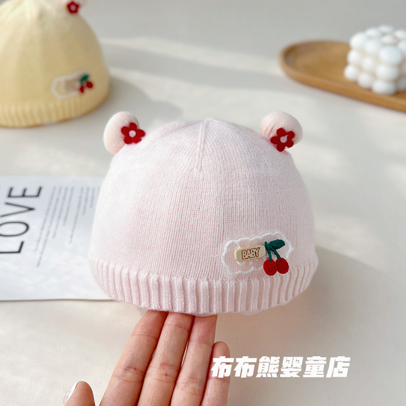 新生婴儿帽子秋冬可爱公主针织帽初生宝宝冬季保暖加厚套头毛线帽