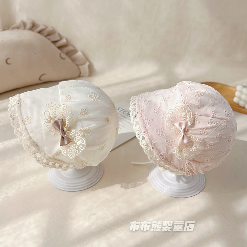 新生婴儿夏季薄款大帽檐宫廷帽女宝宝春夏公主遮阳帽小月龄太阳帽