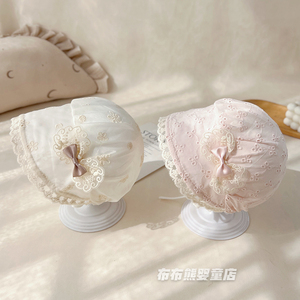 新生婴儿夏季薄款大帽檐宫廷帽女宝宝春夏公主遮阳帽小月龄太阳帽