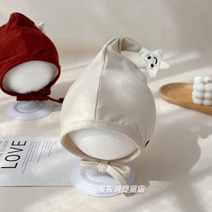 婴儿帽子春秋款ins风韩版护耳帽宝宝秋季可爱包头帽小月龄尖尖帽1