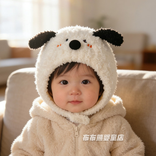 宝宝帽子冬季加厚保暖护耳帽婴儿秋冬天可爱卡通毛绒帽儿童毛线帽